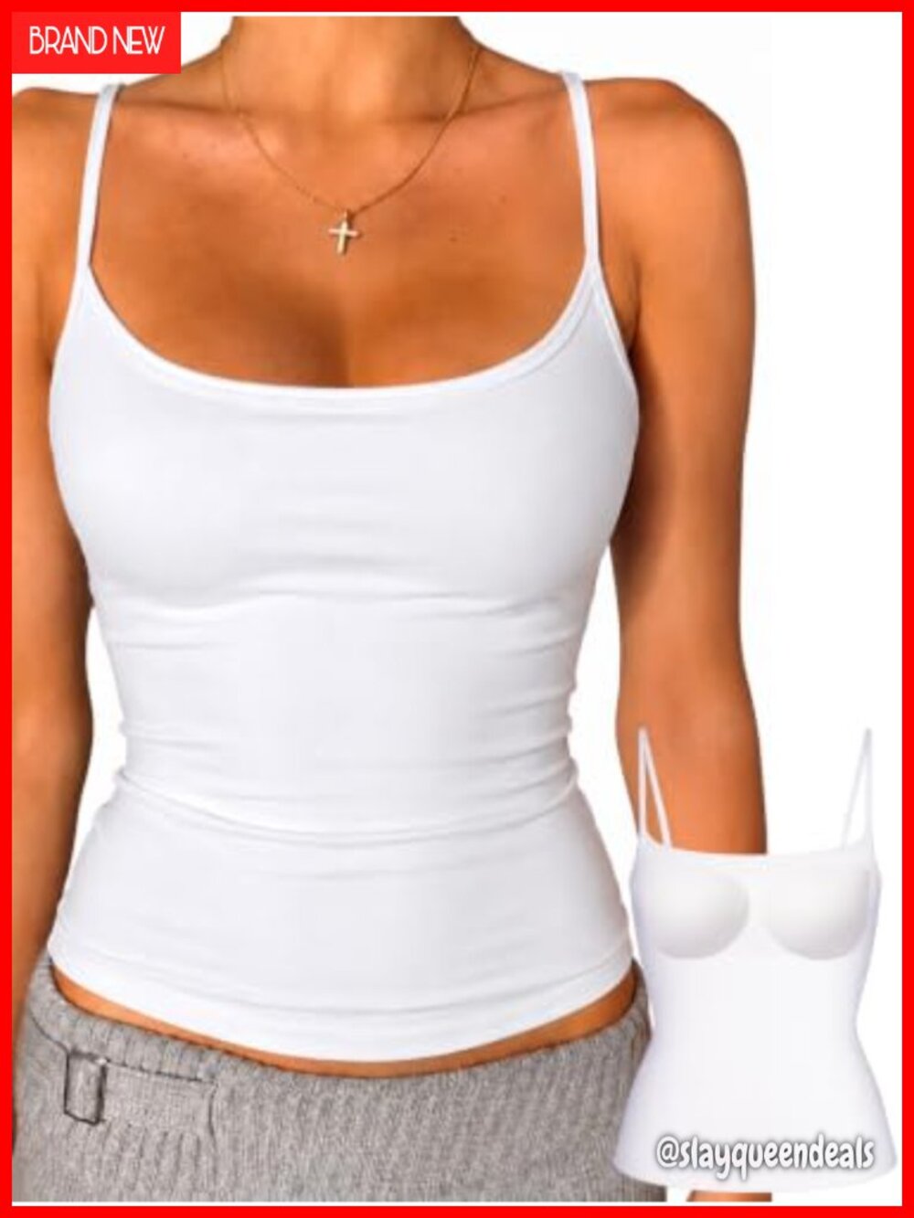 Padded Cami Tank Top Spaghetti Strap Double Lined Women's Camisole